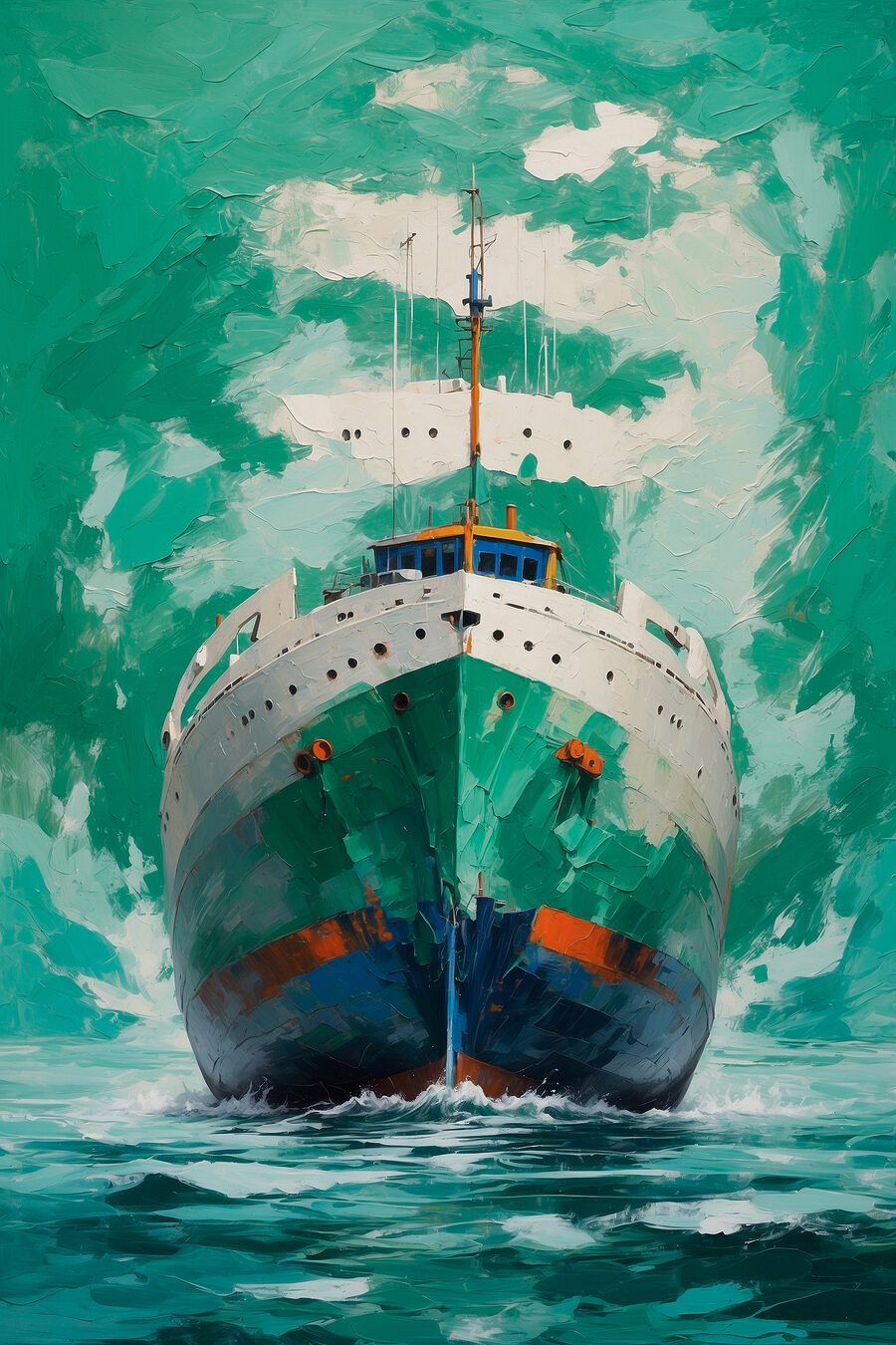 Schilderij van een schip in het water