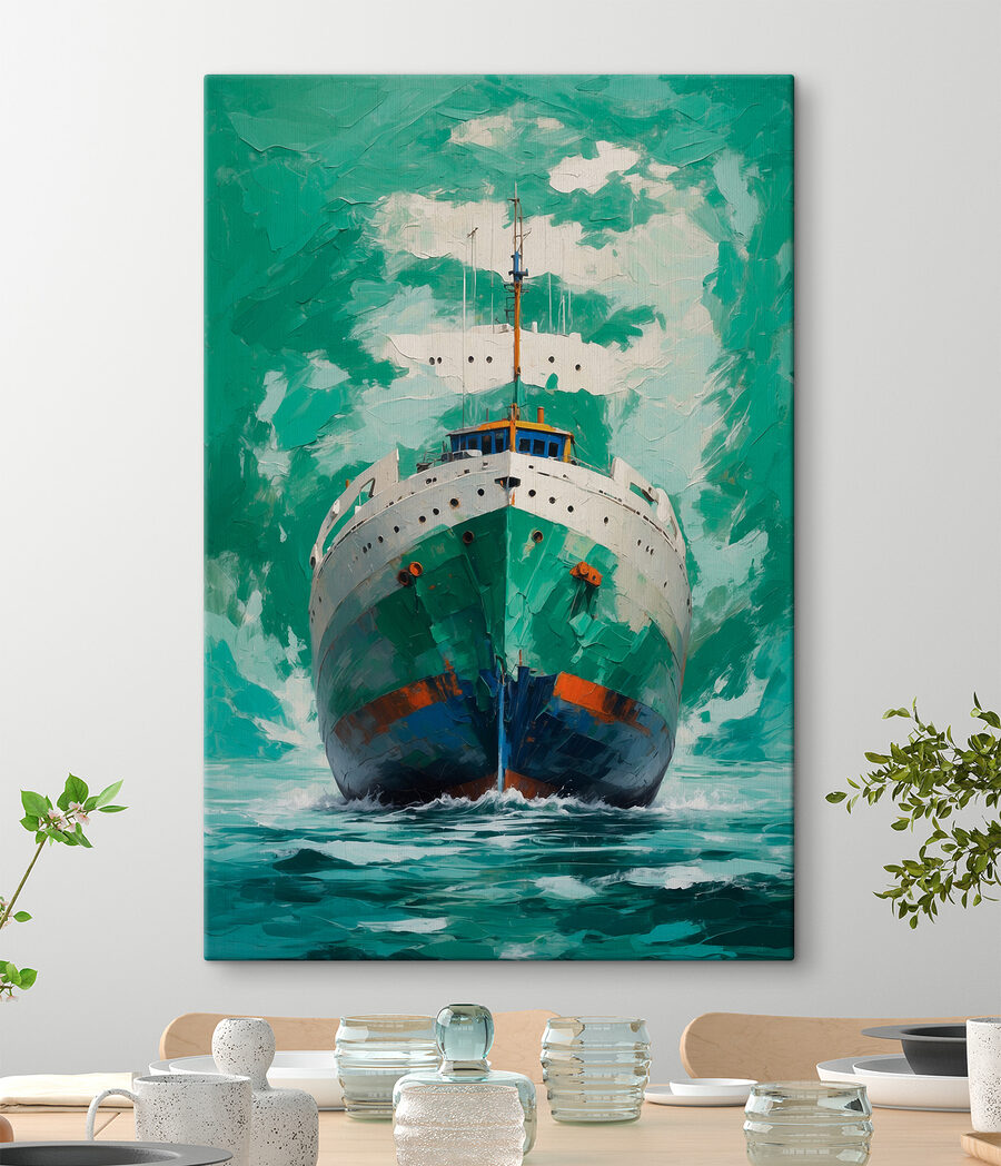 Schilderij van een schip in het water
