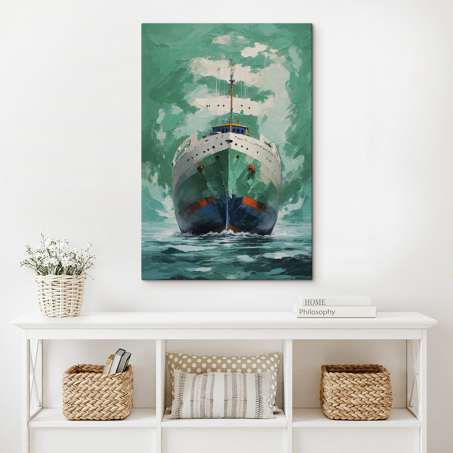 Schilderij van een schip in het water