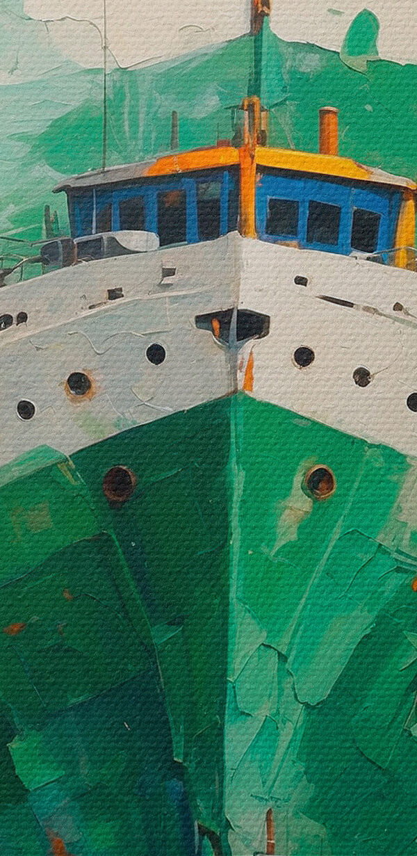 Schilderij van een schip in het water Schilderij van een schip in het water
