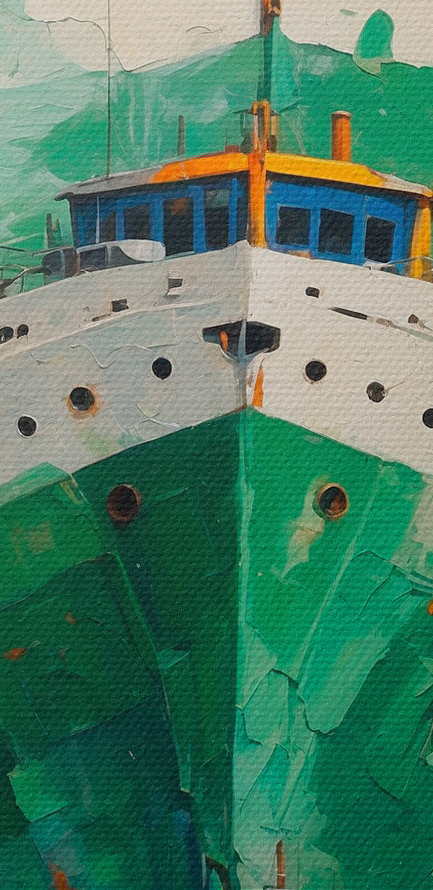 Schilderij van een schip in het water