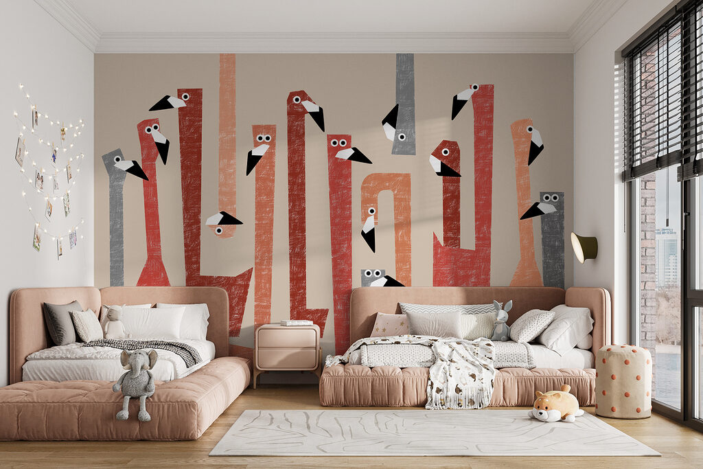 Group of birds with different colored shapes Group of birds with different colored shapes