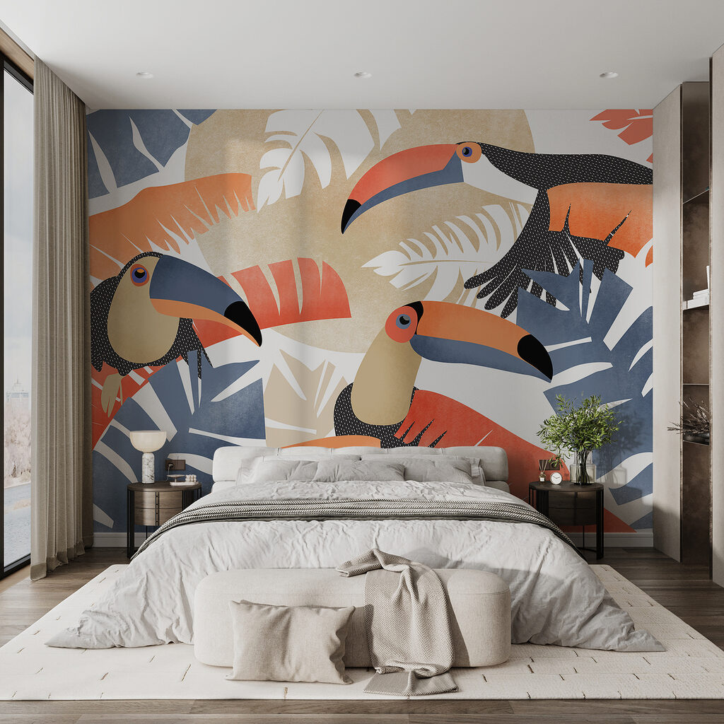 Group of birds with leaves Group of birds with leaves