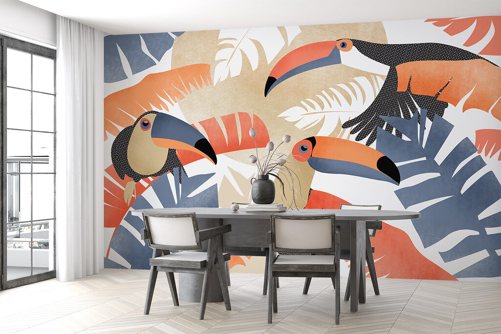 Group of birds with leaves Group of birds with leaves