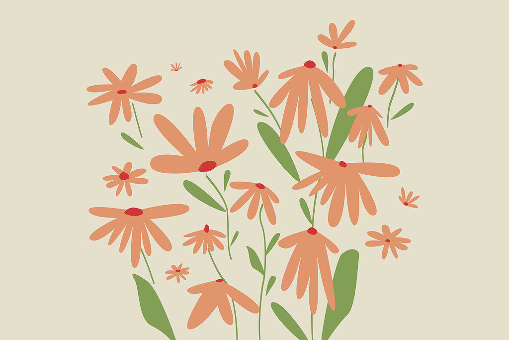Groep oranje bloemen Groep oranje bloemen
