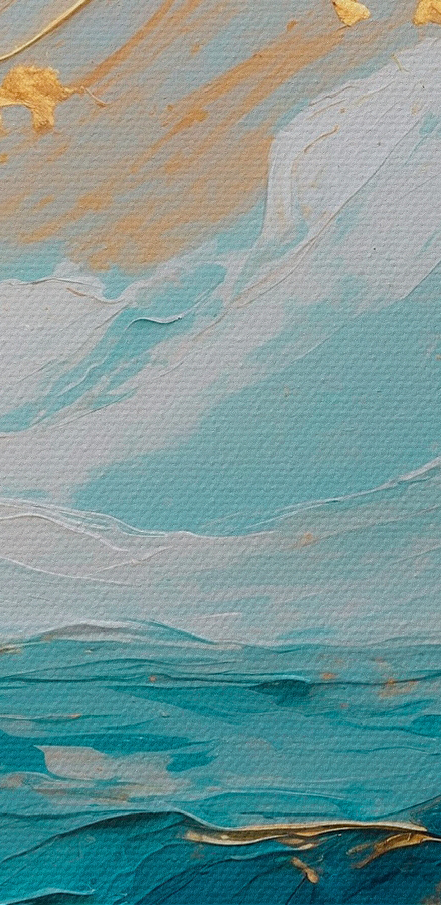 Oceanisch canvas van azuur en amber