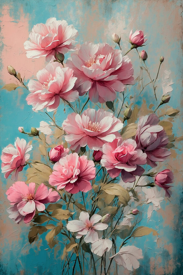 Painting of pink flowers