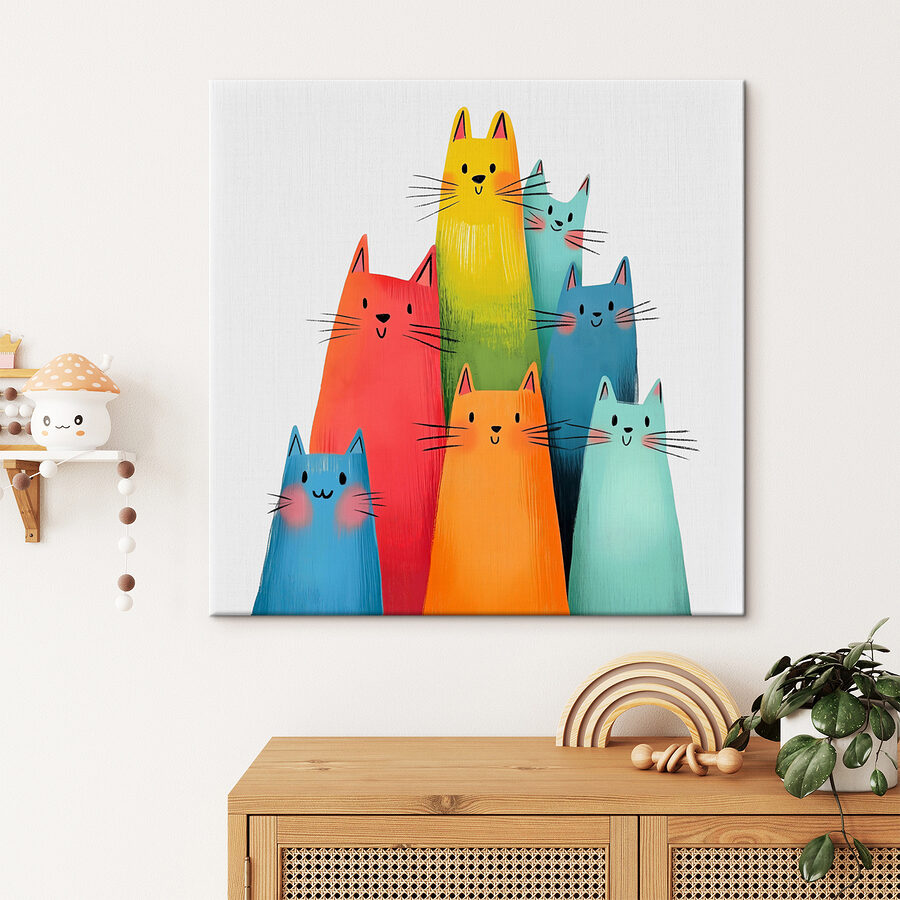 Groep katten met verschillende kleuren