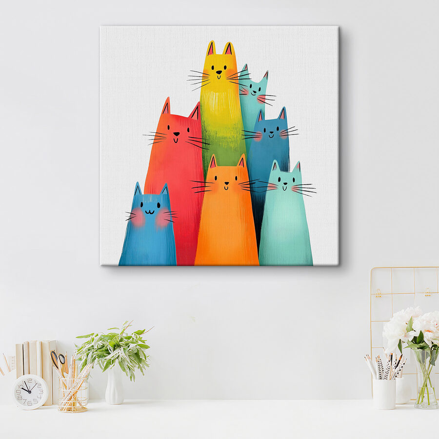 Groep katten met verschillende kleuren