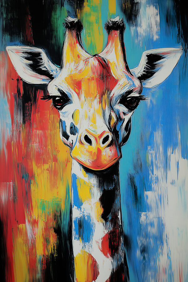 Schilderij van een giraffe Schilderij van een giraffe