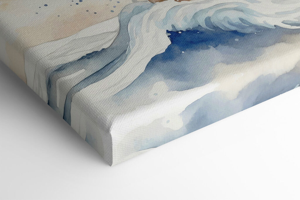 Watercolor of a teddy bear in a boat