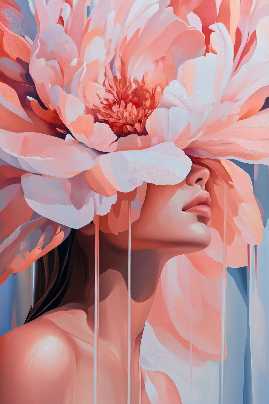 Vrouw met bloemen op haar hoofd