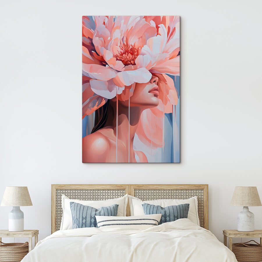 Vrouw met bloemen op haar hoofd