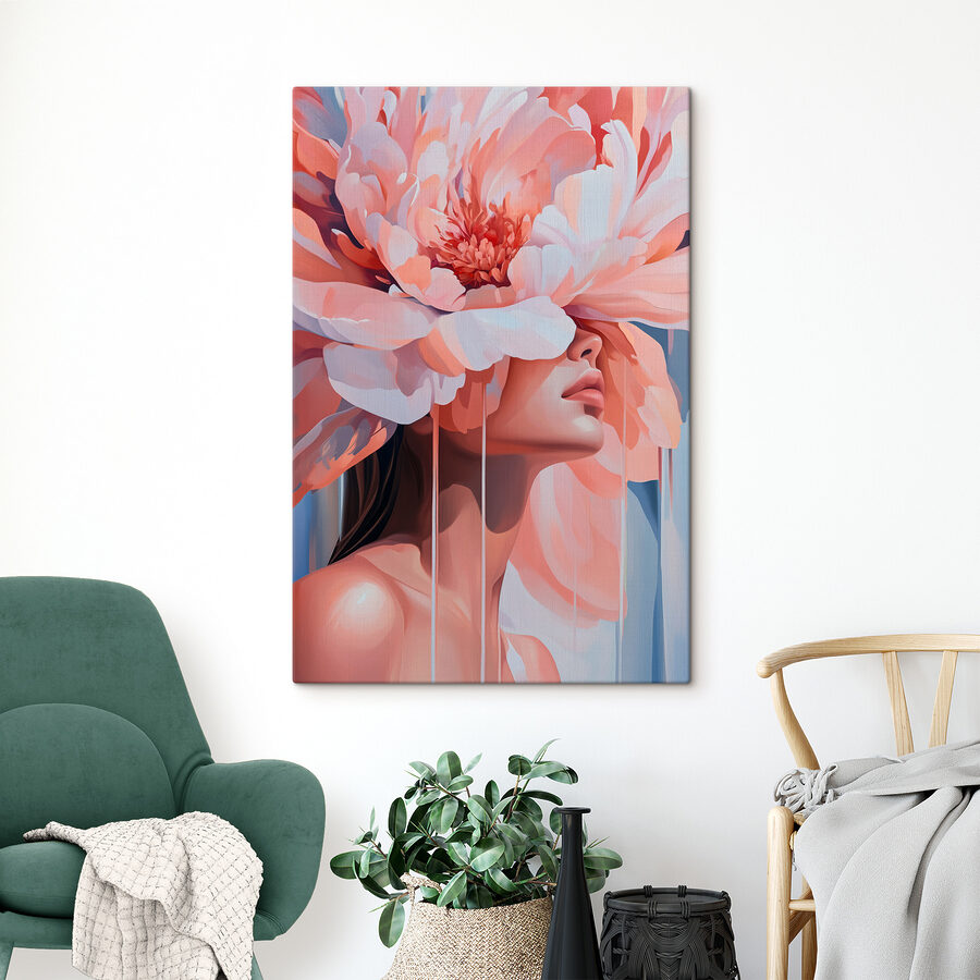Vrouw met bloemen op haar hoofd