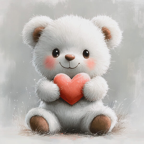 Witte teddybeer met hart Witte teddybeer met hart