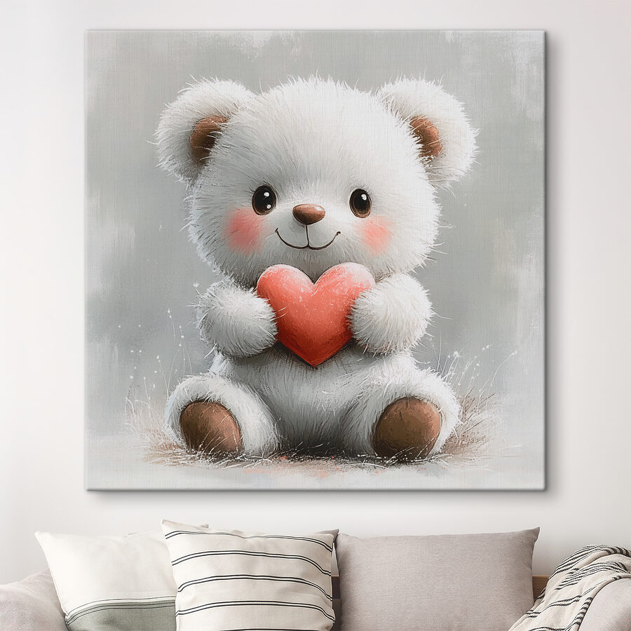Witte teddybeer met hart Witte teddybeer met hart