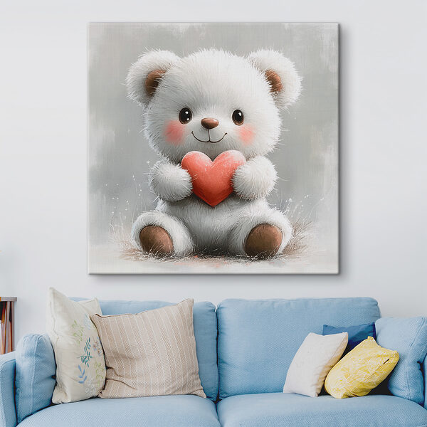 Witte teddybeer met hart Witte teddybeer met hart