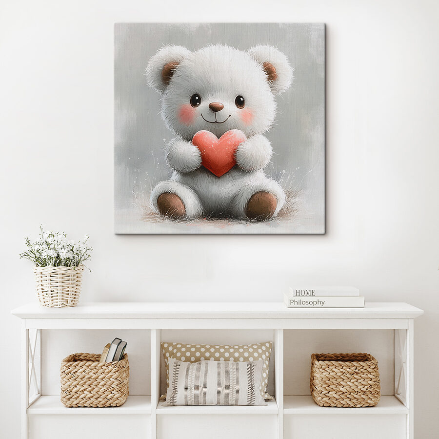 Witte teddybeer met hart Witte teddybeer met hart