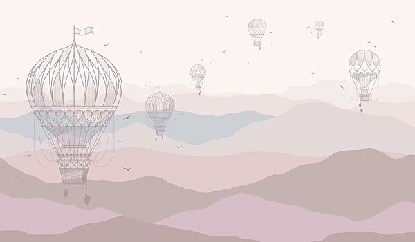 Groep heteluchtballonnen in de lucht Groep heteluchtballonnen in de lucht