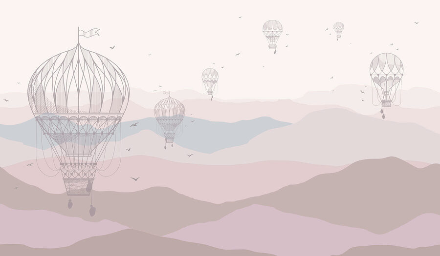 Groep heteluchtballonnen in de lucht Groep heteluchtballonnen in de lucht