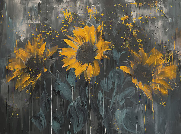 Schilderij van gele bloemen Schilderij van gele bloemen