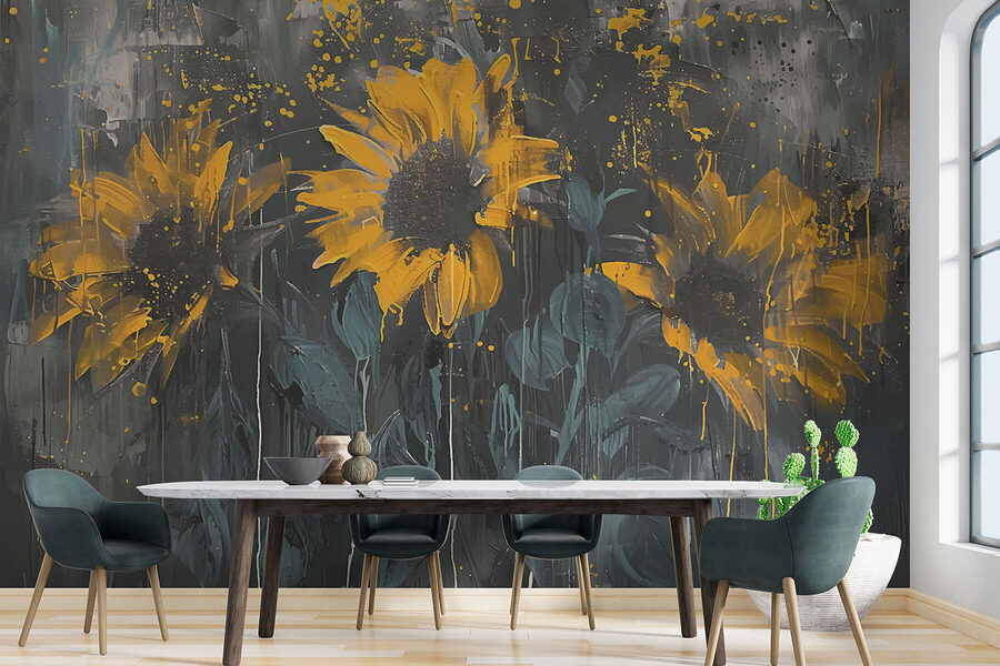 Schilderij van gele bloemen