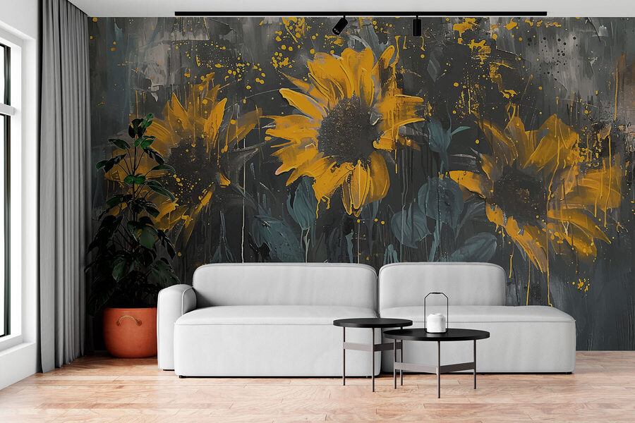 Schilderij van gele bloemen