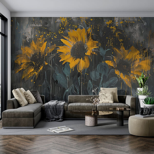 Schilderij van gele bloemen Schilderij van gele bloemen