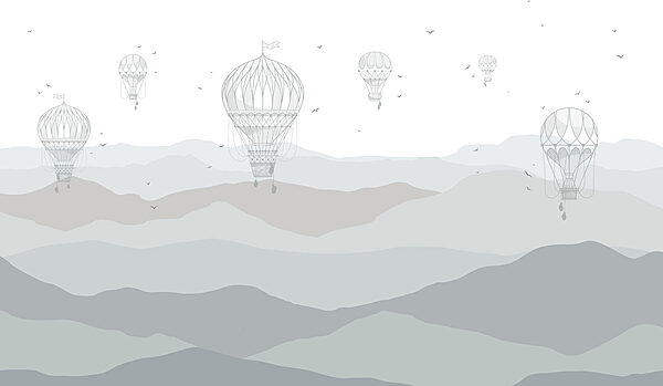 Groep heteluchtballonnen in de lucht Groep heteluchtballonnen in de lucht