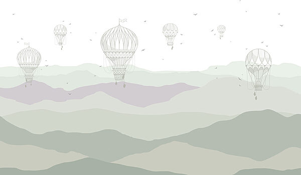 Groep heteluchtballonnen in de lucht Groep heteluchtballonnen in de lucht