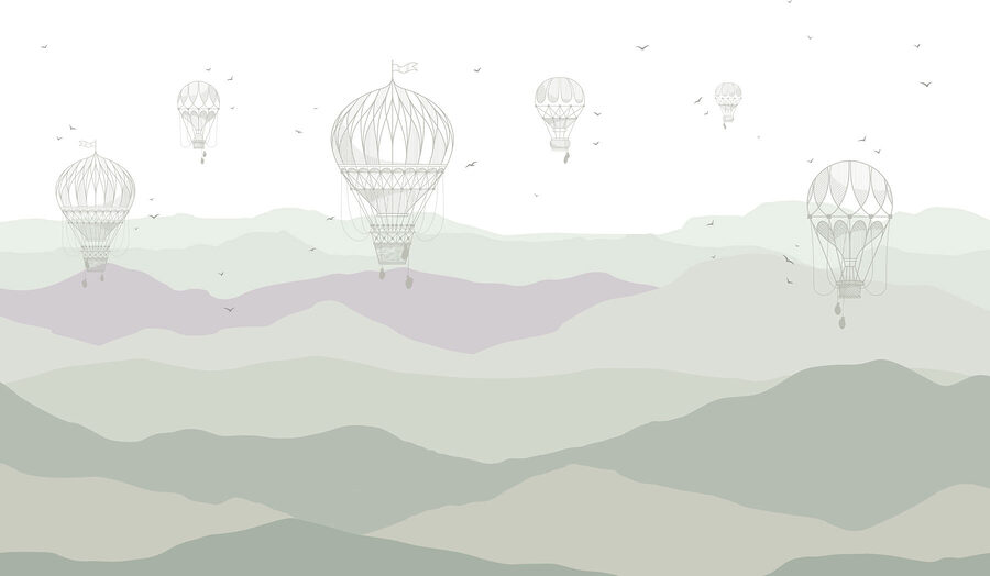 Groep heteluchtballonnen in de lucht Groep heteluchtballonnen in de lucht