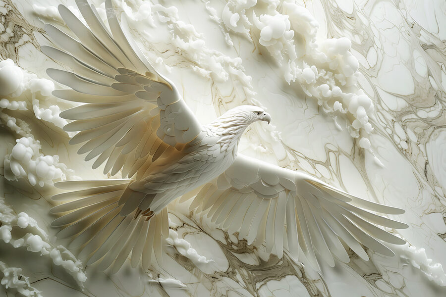 Witte vogel vliegt in de lucht