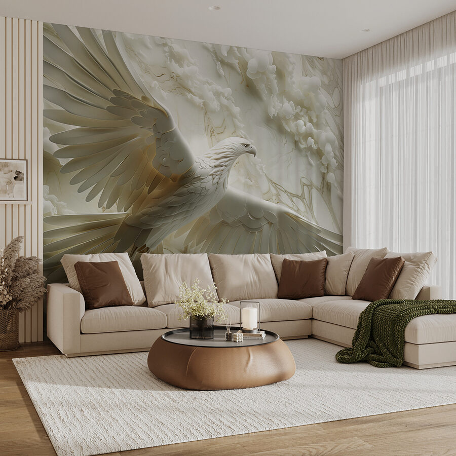 Witte vogel vliegt in de lucht