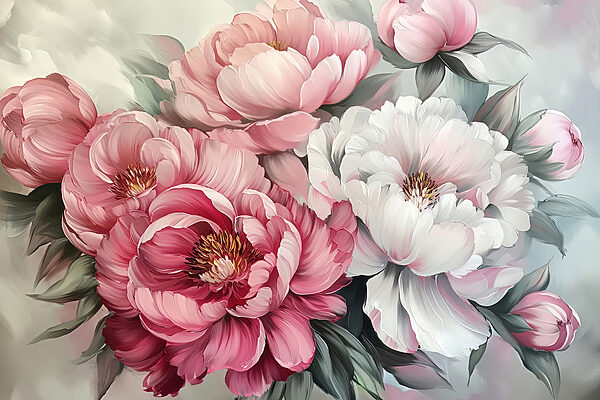 Groep bloemen met bladeren Groep bloemen met bladeren