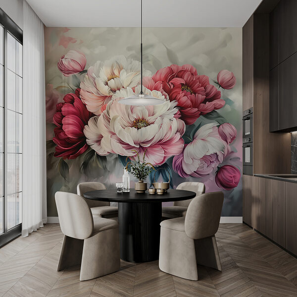 Schilderij van bloemen op een oppervlak Schilderij van bloemen op een oppervlak