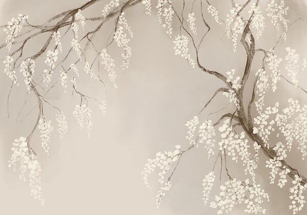Boomtak met witte bloemen Boomtak met witte bloemen