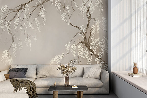 Boomtak met witte bloemen Boomtak met witte bloemen