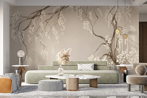 Boomtak met witte bloemen Boomtak met witte bloemen