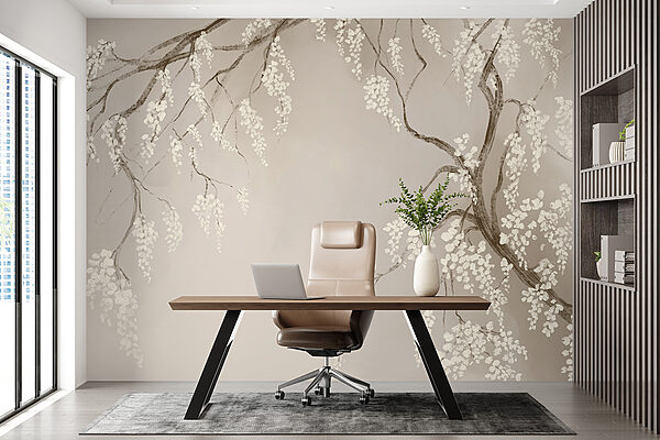 Boomtak met witte bloemen Boomtak met witte bloemen