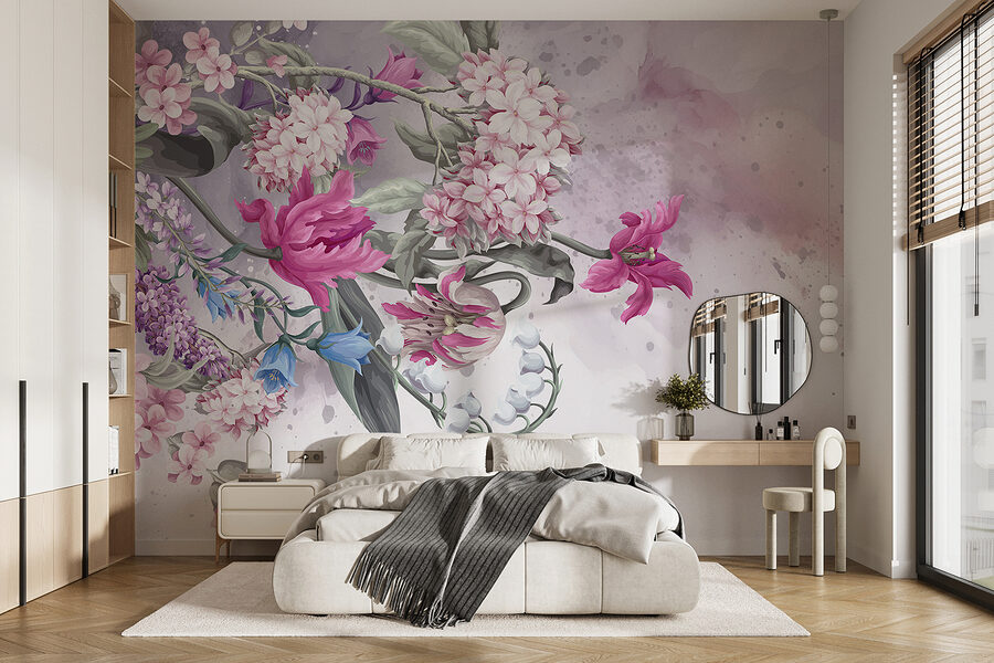 Schilderij van bloemen op een witte achtergrond