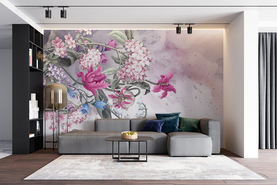 Schilderij van bloemen op een witte achtergrond
