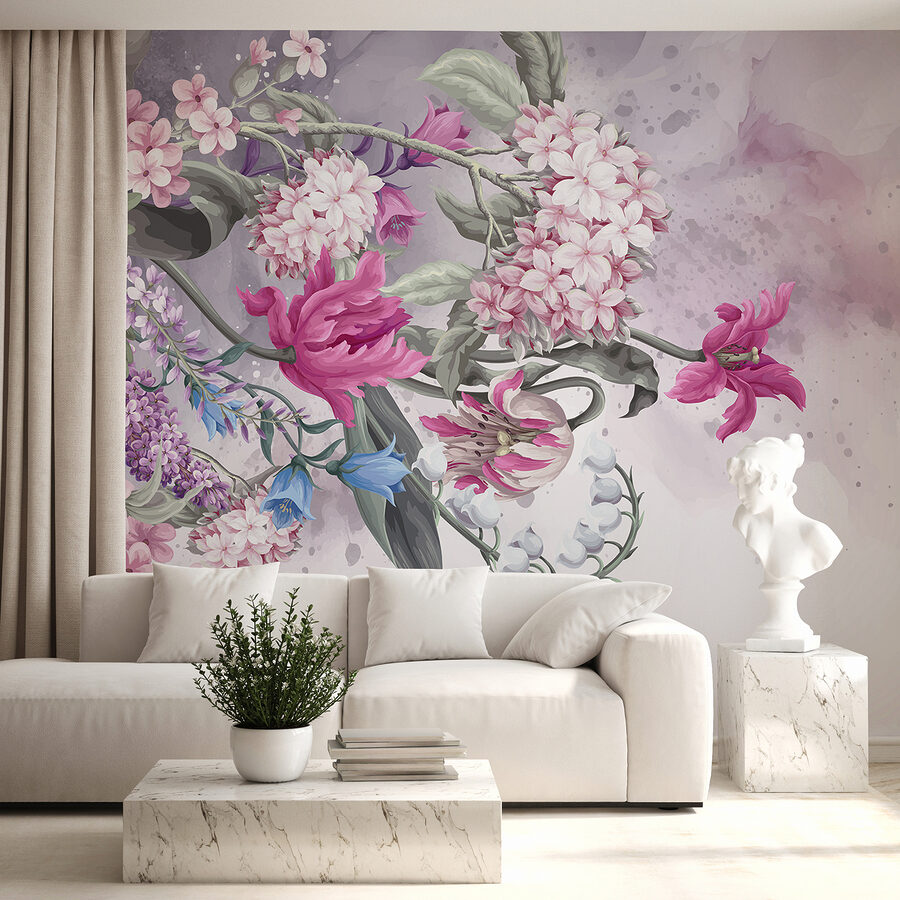 Schilderij van bloemen op een witte achtergrond