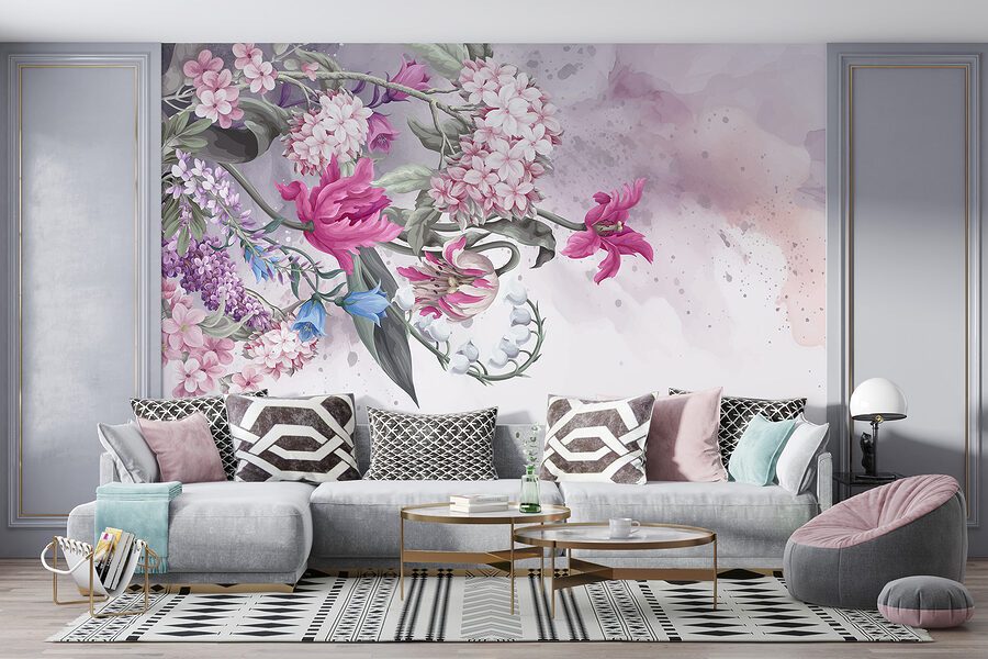 Schilderij van bloemen op een witte achtergrond