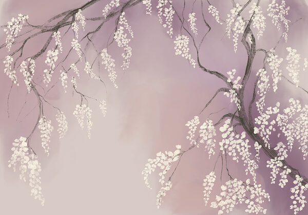 Boomtak met witte bloemen Boomtak met witte bloemen