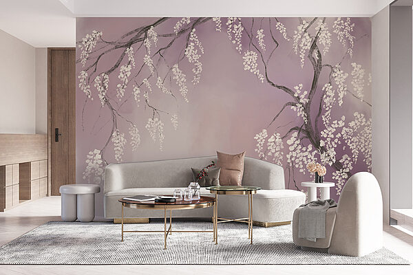 Boomtak met witte bloemen Boomtak met witte bloemen