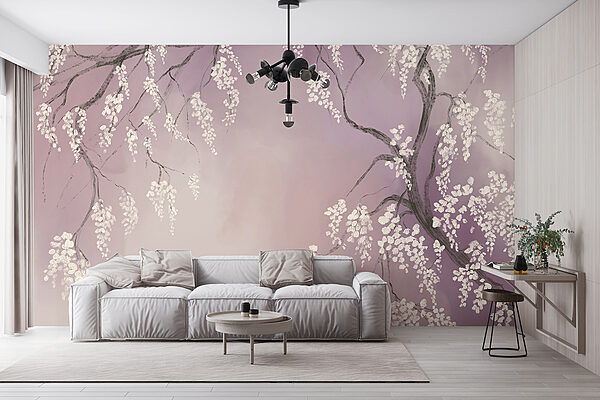Boomtak met witte bloemen Boomtak met witte bloemen