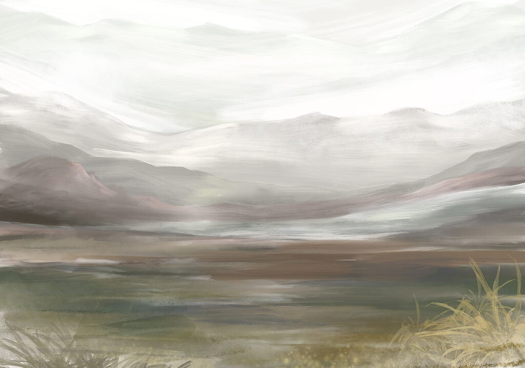 Landschap met bergen en wolken Landschap met bergen en wolken