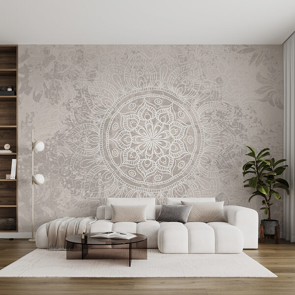 Witte en grijze mandala Witte en grijze mandala
