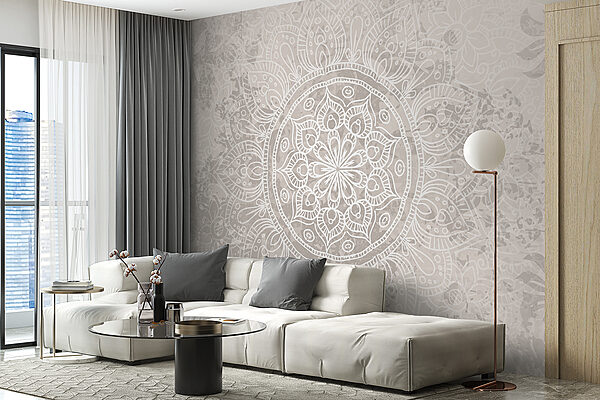 Witte en grijze mandala Witte en grijze mandala