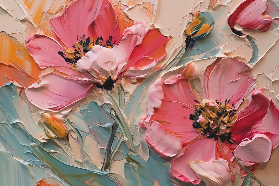 Schilderij van bloemen op een doek Schilderij van bloemen op een doek